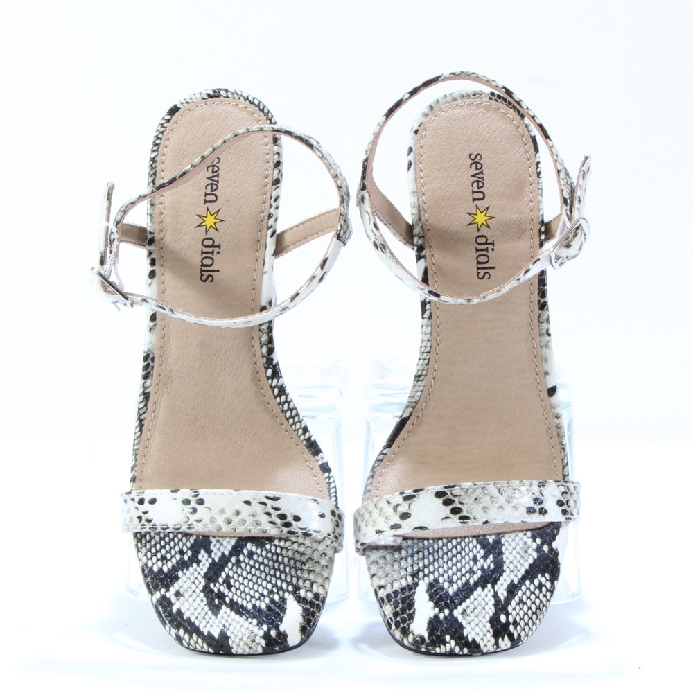 Seven Dials Beige Snake Adjustable Strap Carina Women's Heeled Sandal Size 5.5